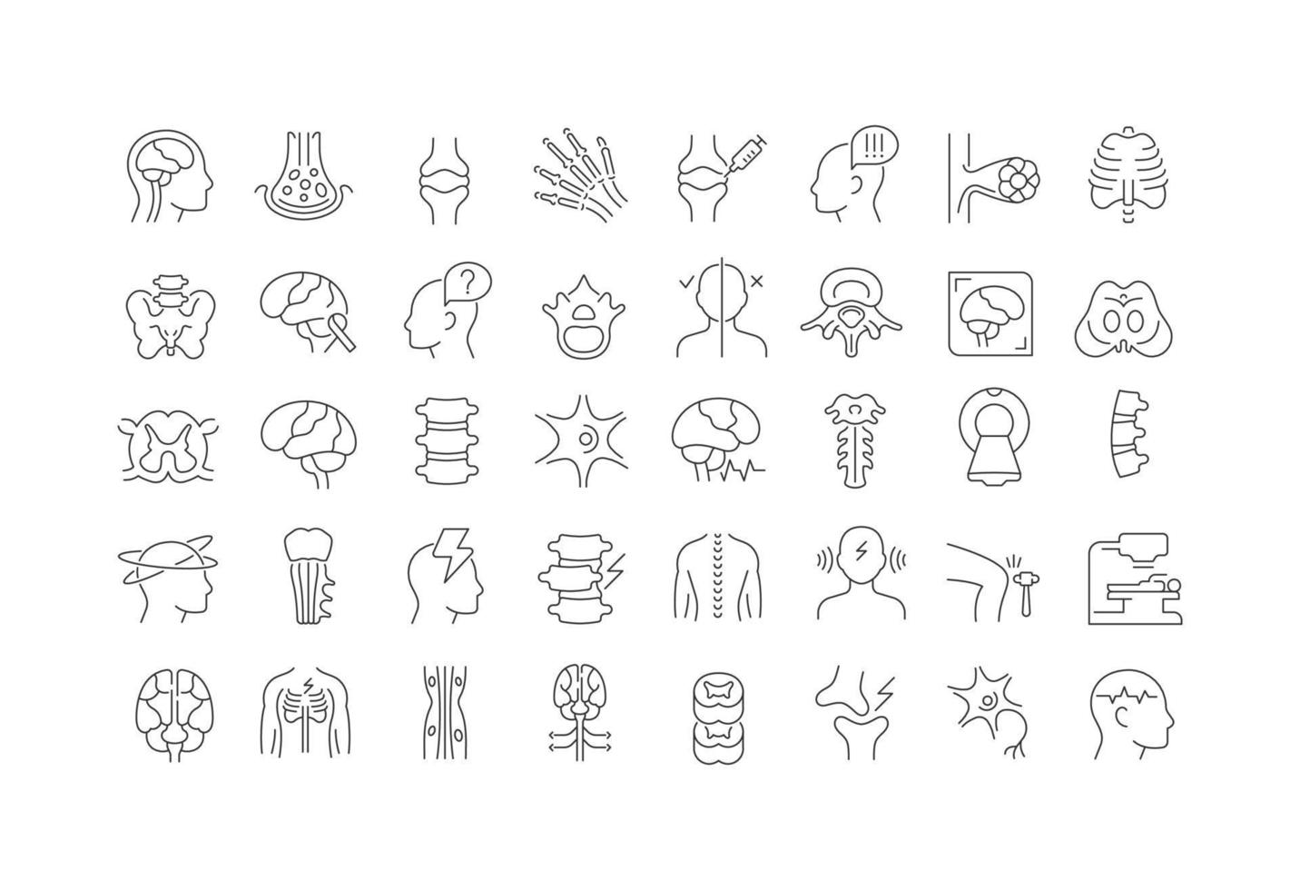 Set of linear icons of Neurology vector