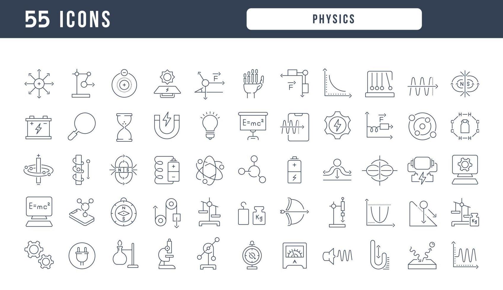 conjunto de iconos lineales de la física vector