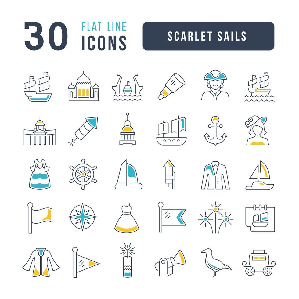 Vector Line Icons of Scarlet Sails