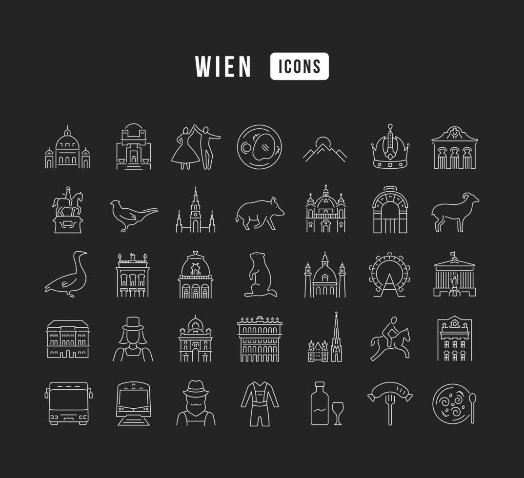 Set of linear icons of Wien vector