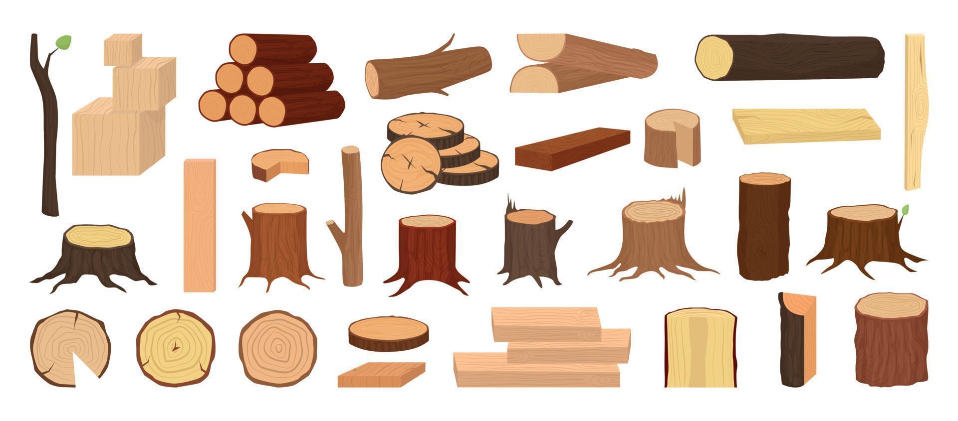 Set of Wood Raw Materials vector