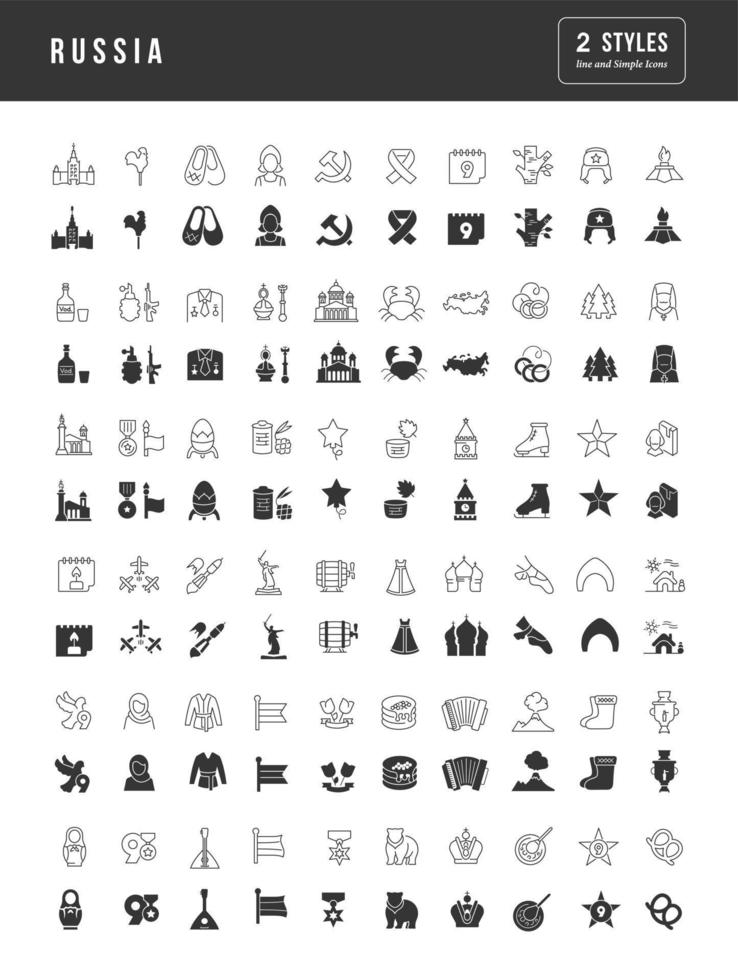 Set of simple icons of Russia vector