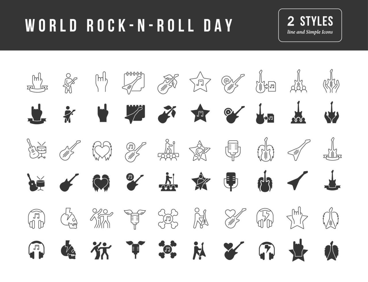 Vector Simple Icons of World Rock-n-Roll Day