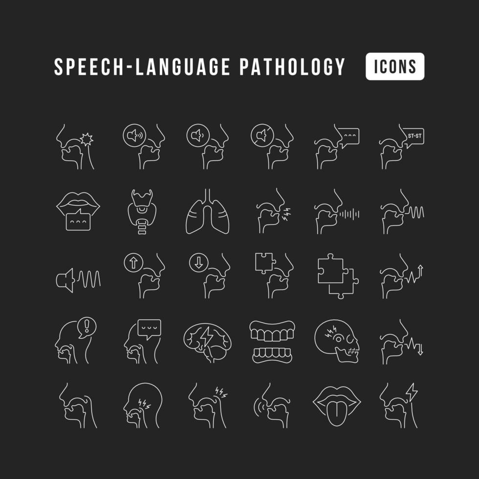 Set of linear icons of Speech-Language Pathology vector