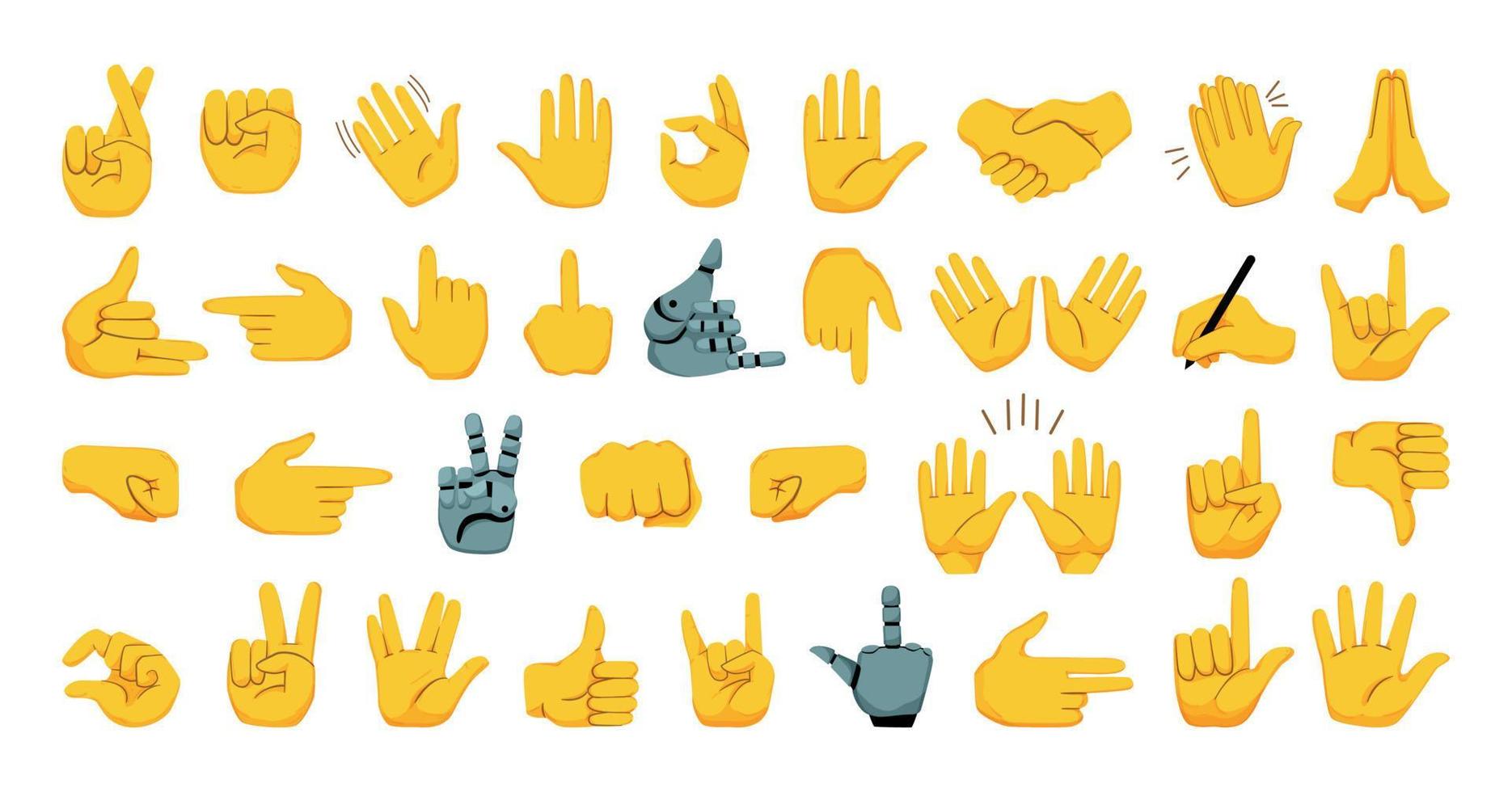 conjunto de emoticonos de gesto de mano vector