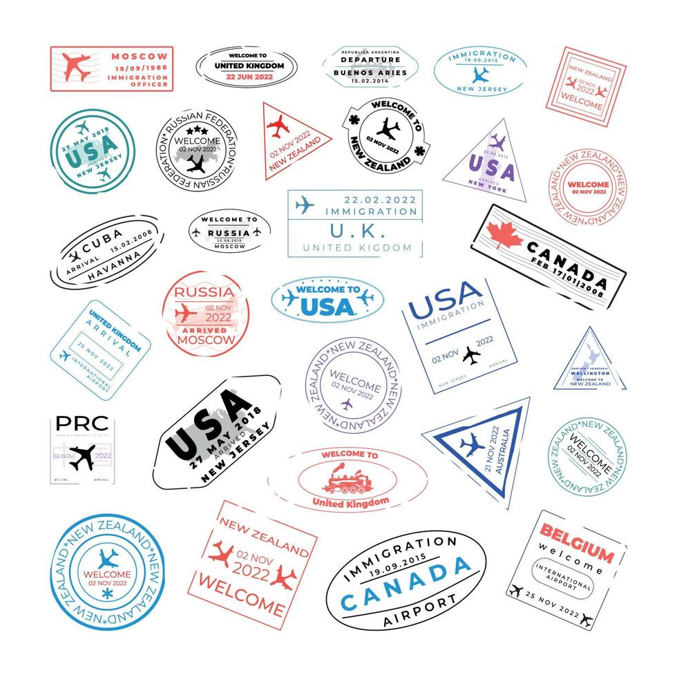 Travel Stamp Set 10562601 Vector Art at Vecteezy