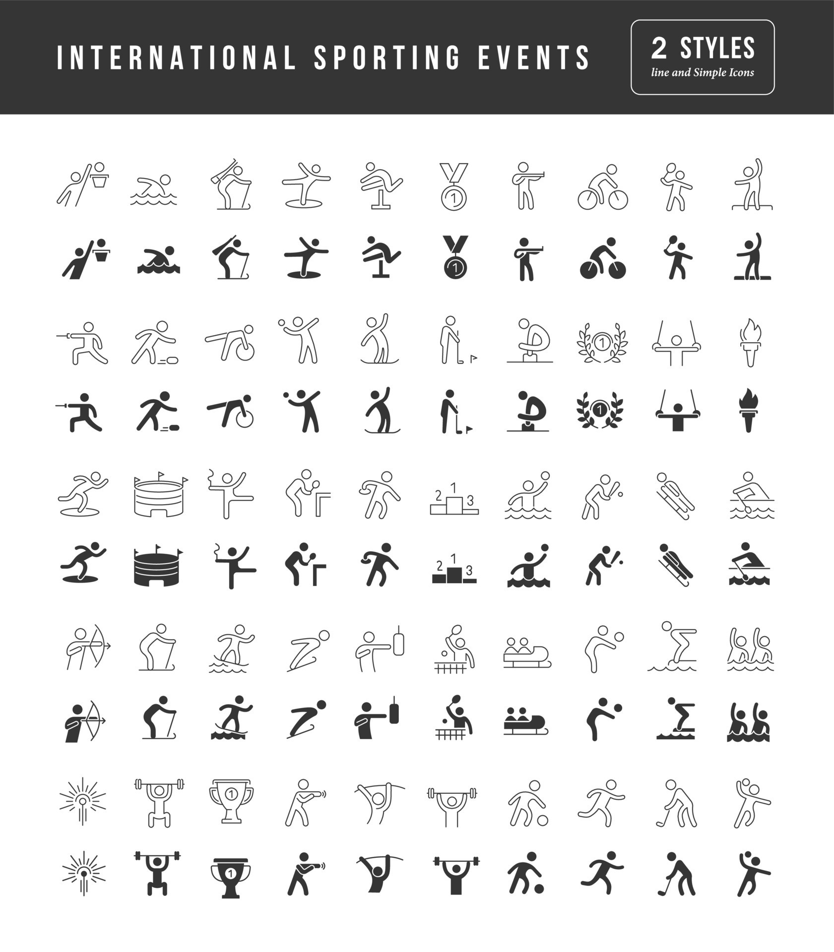 Set of simple icons of International Sporting Events 10562613 Vector