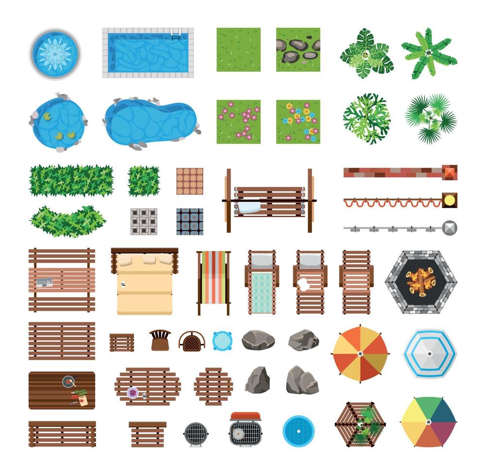 Set of Objects for the Backyard vector