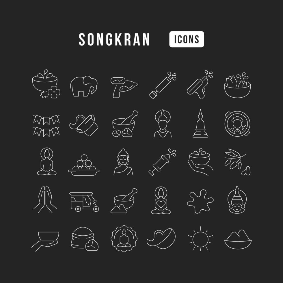 Vector Line Icons of Songkran