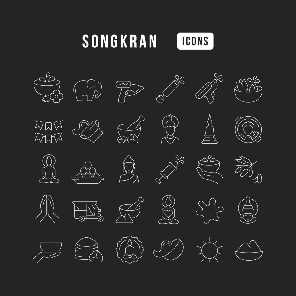 iconos de línea vectorial de songkran vector