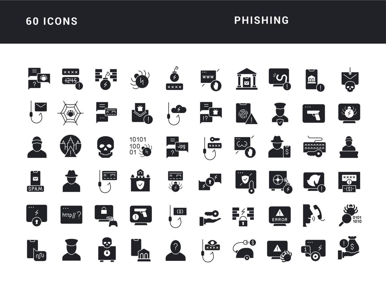 Set of simple icons of Phishing vector