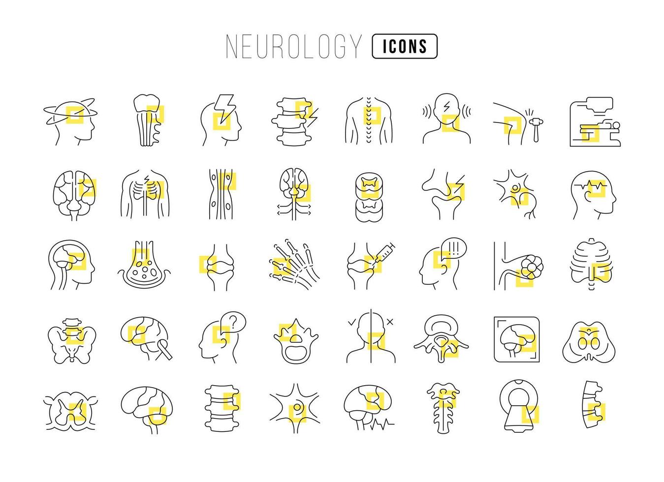 Set of linear icons of Neurology vector