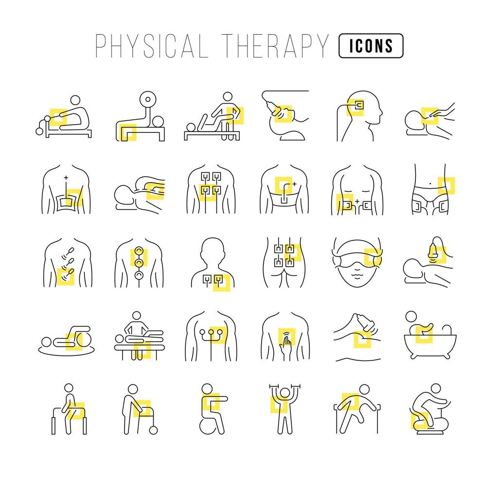 Set of linear icons of Physical Therapy vector