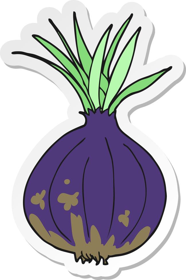 sticker of a cartoon onion vector