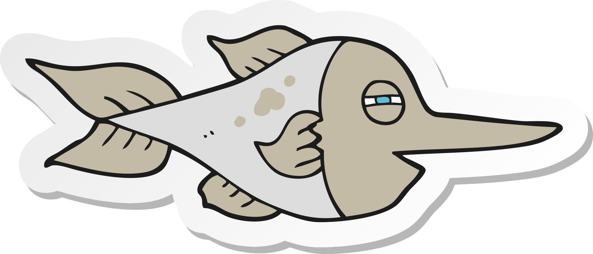 sticker of a cartoon swordfish vector