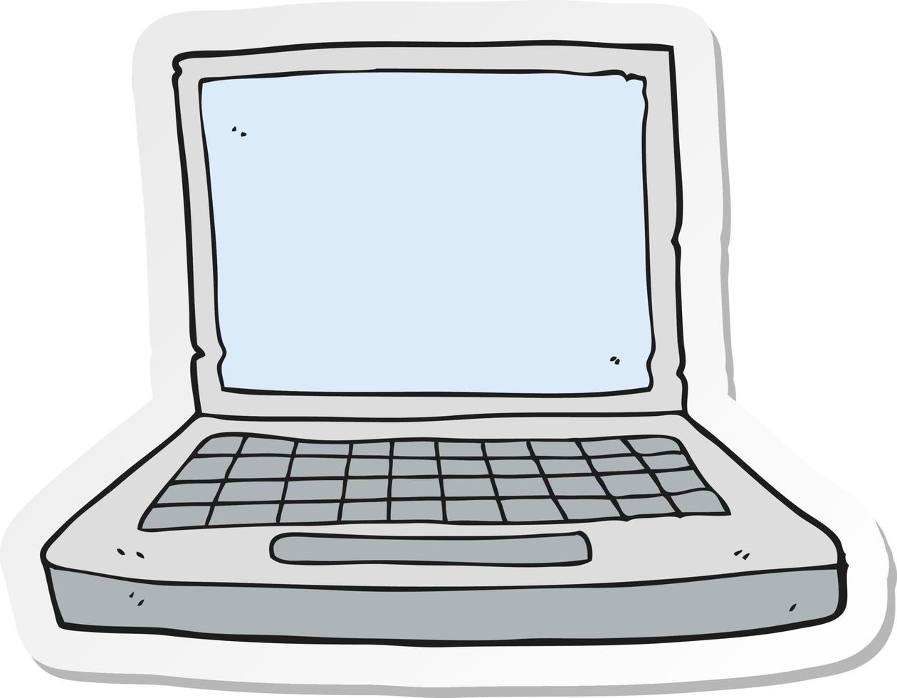 sticker of a cartoon laptop computer vector