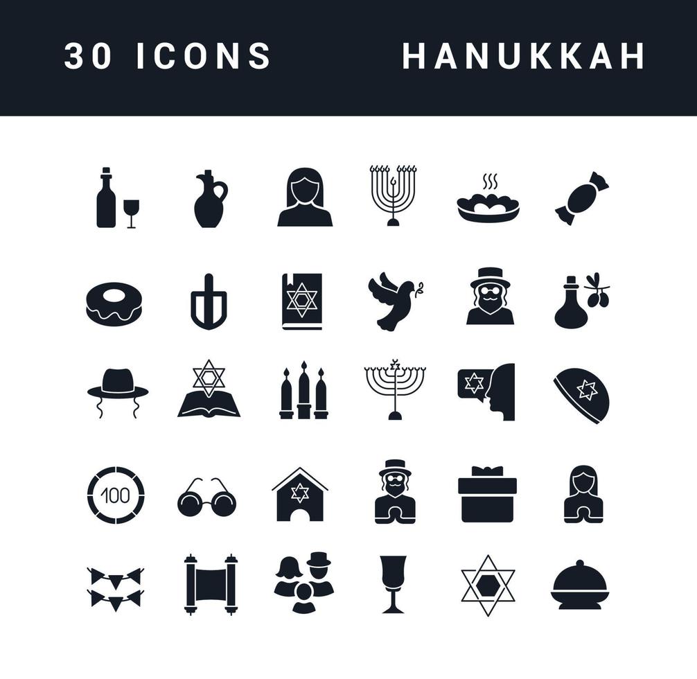 Vector Simple Icons of Hanukkah