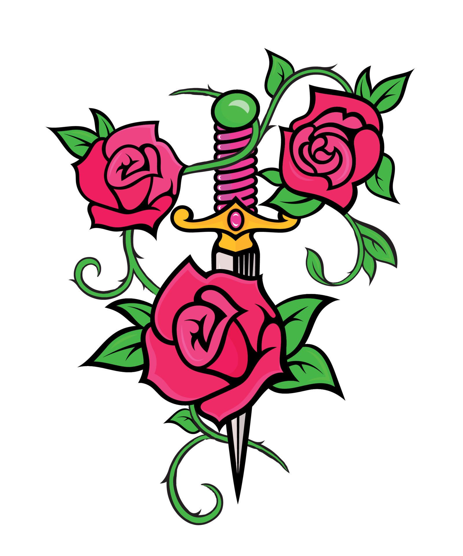 Illustration of Sword with Flowers 10562735 Vector Art at Vecteezy