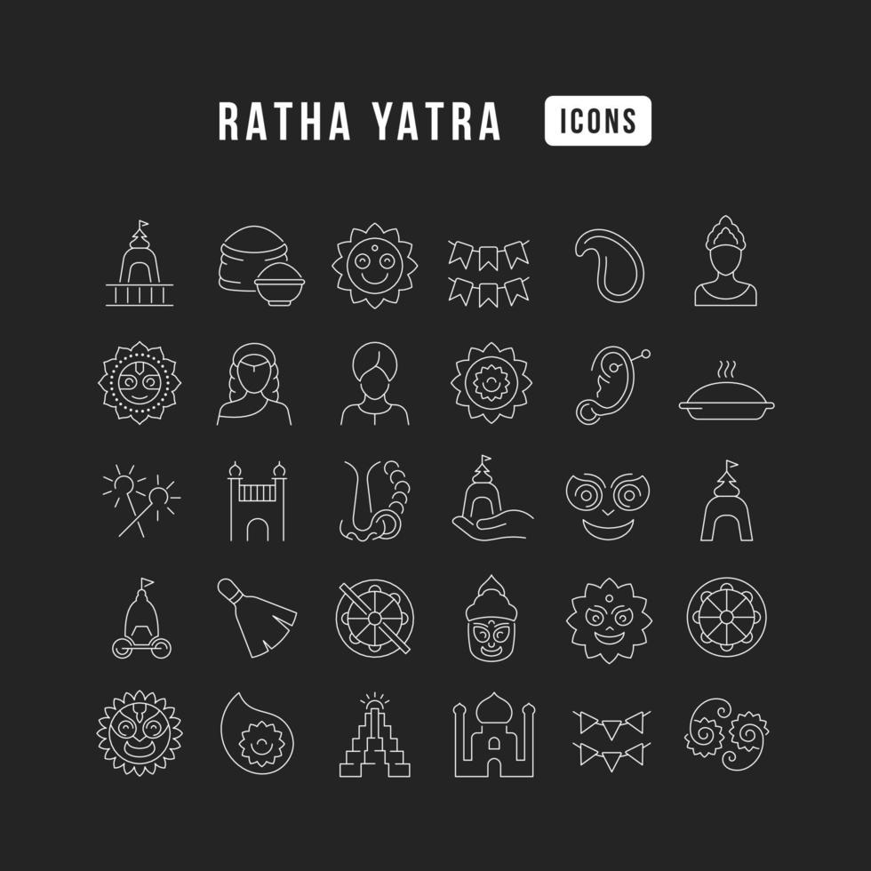 Vector Line Icons of Ratha Yatra