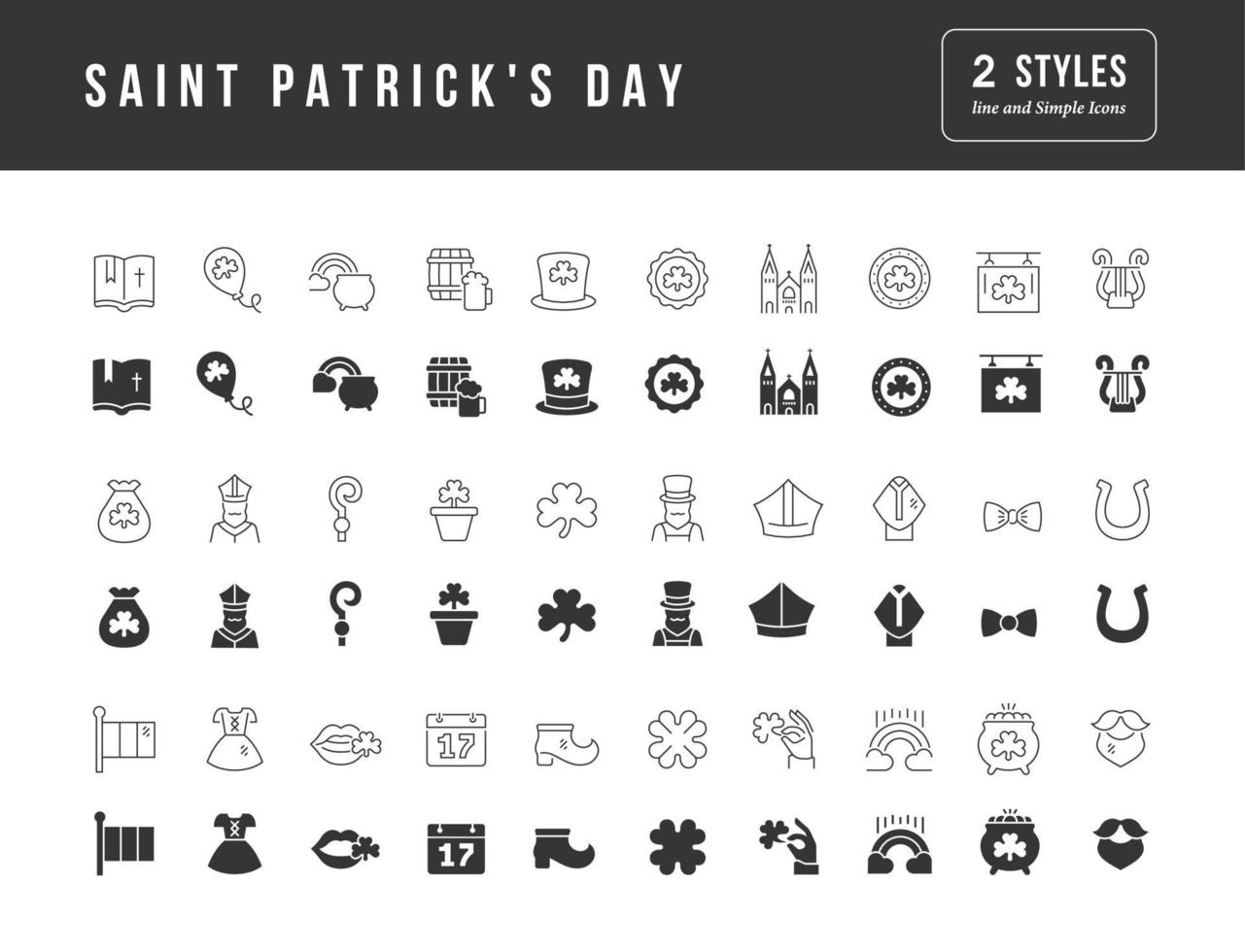 Set of simple icons of Saint Patrick's Day vector