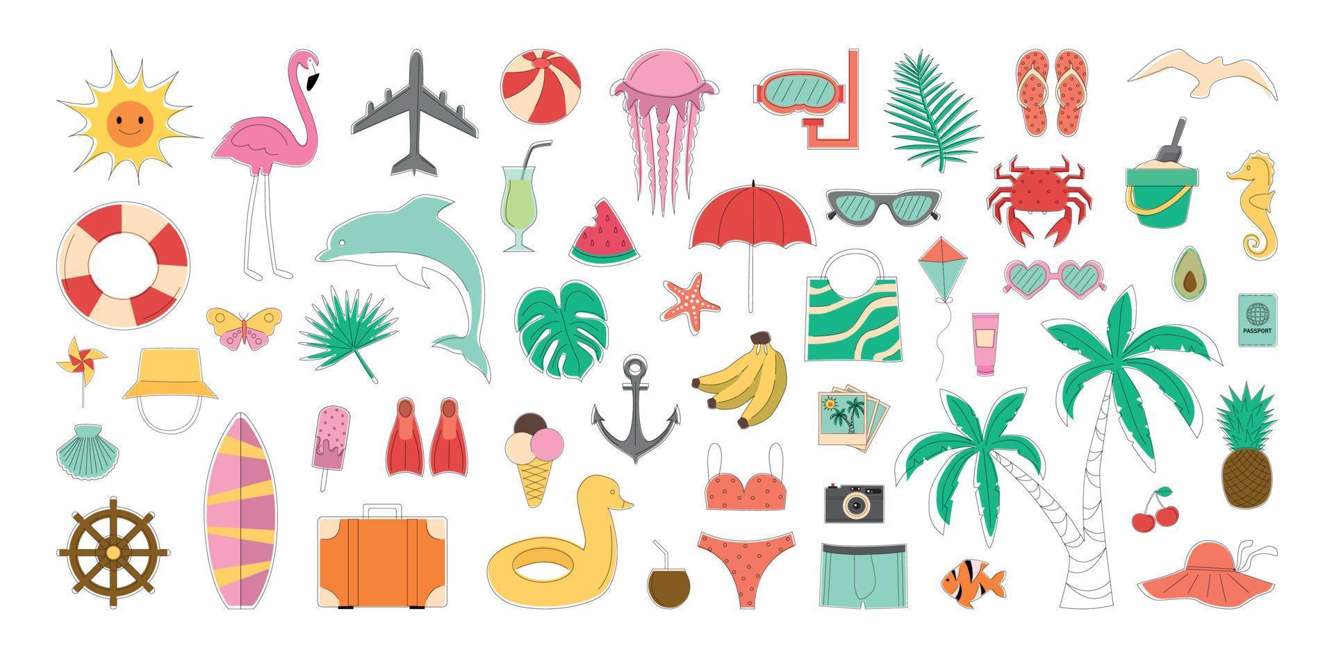 conjunto de ilustraciones junto al mar vector