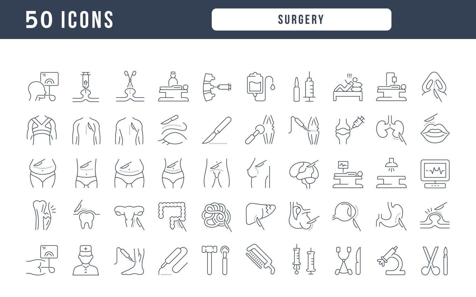 Set of linear icons of Surgery vector