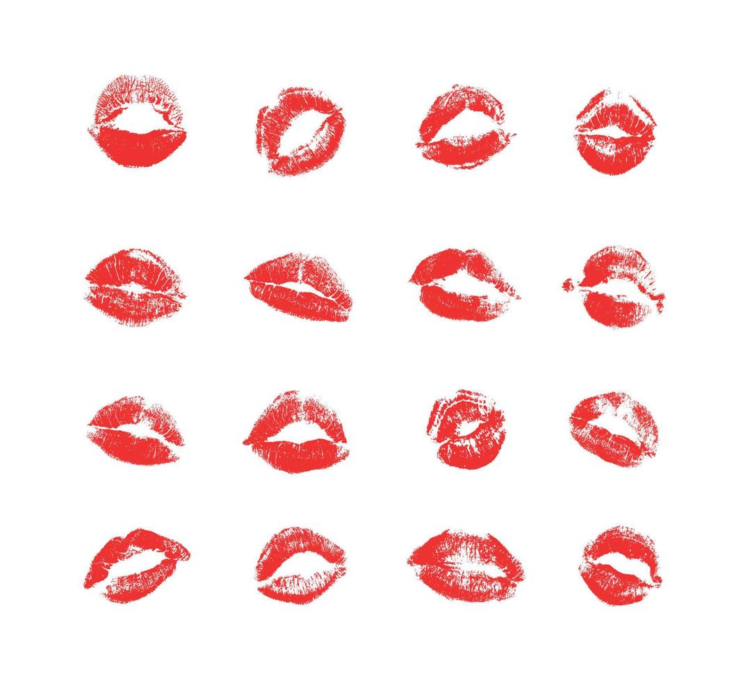 Set Kisses Imprints vector