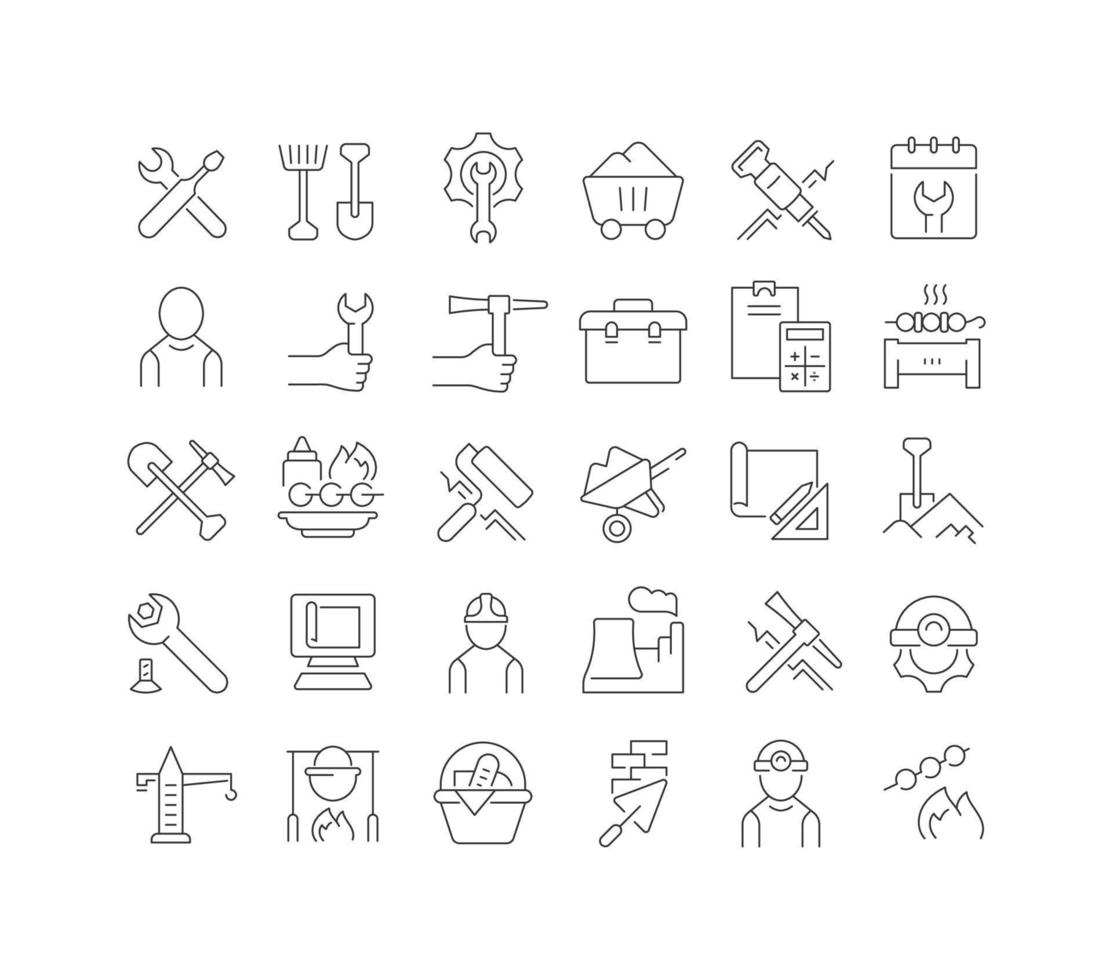 Set of linear icons of Labor Day vector