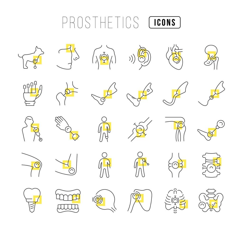 Set of linear icons of Prosthetics vector