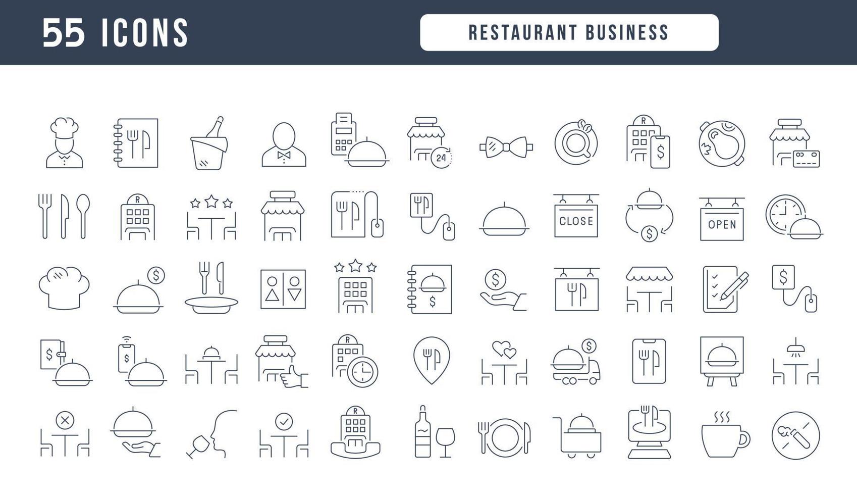 Set of linear icons of Restaurant Business vector