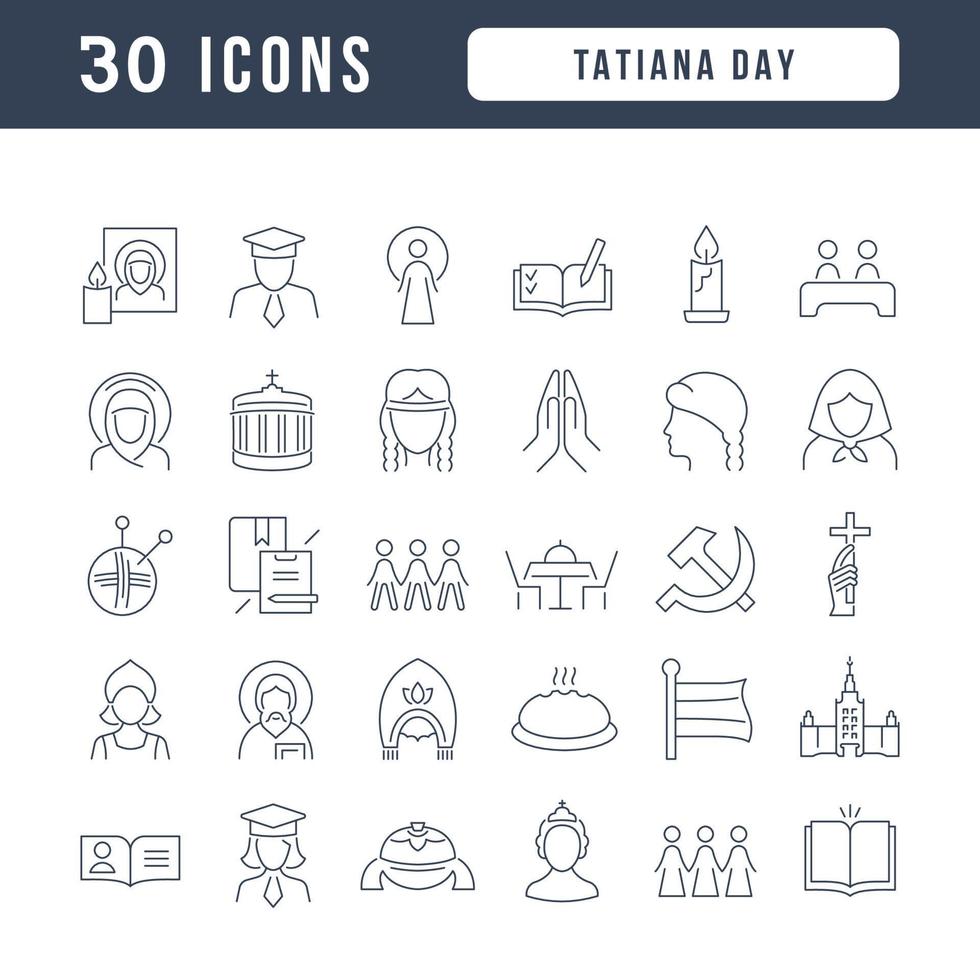 Set of linear icons of Tatiana Day vector