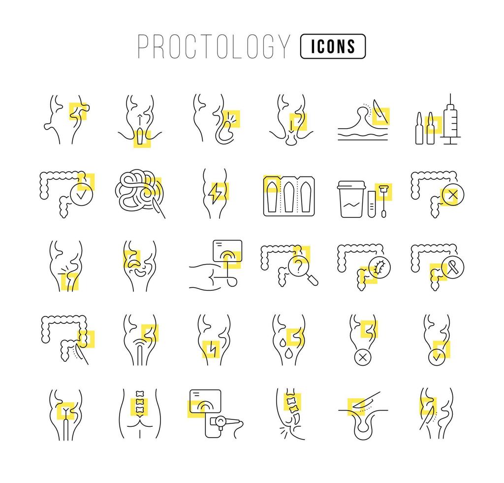 Set of linear icons of Proctology vector