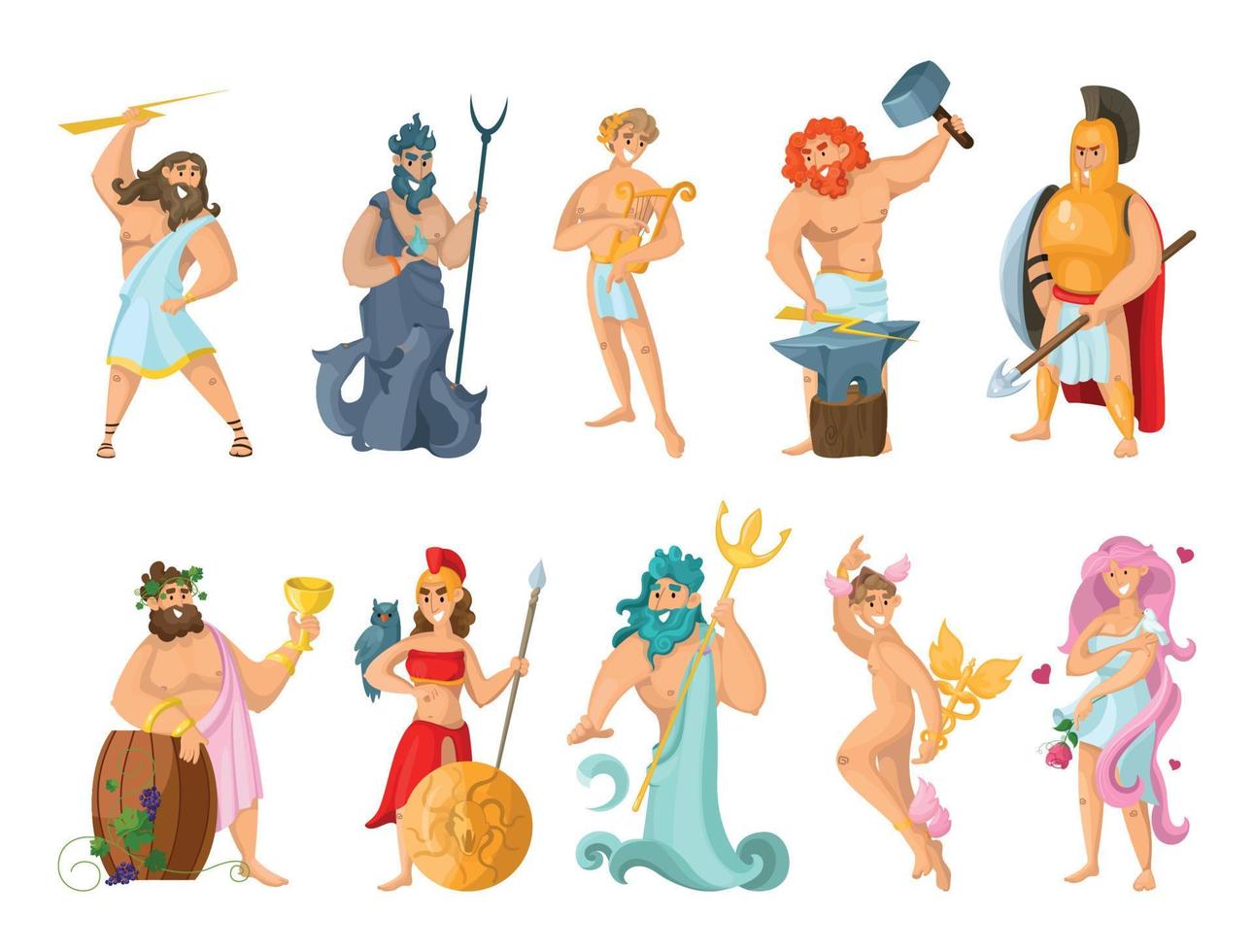 Set of Greek Gods vector