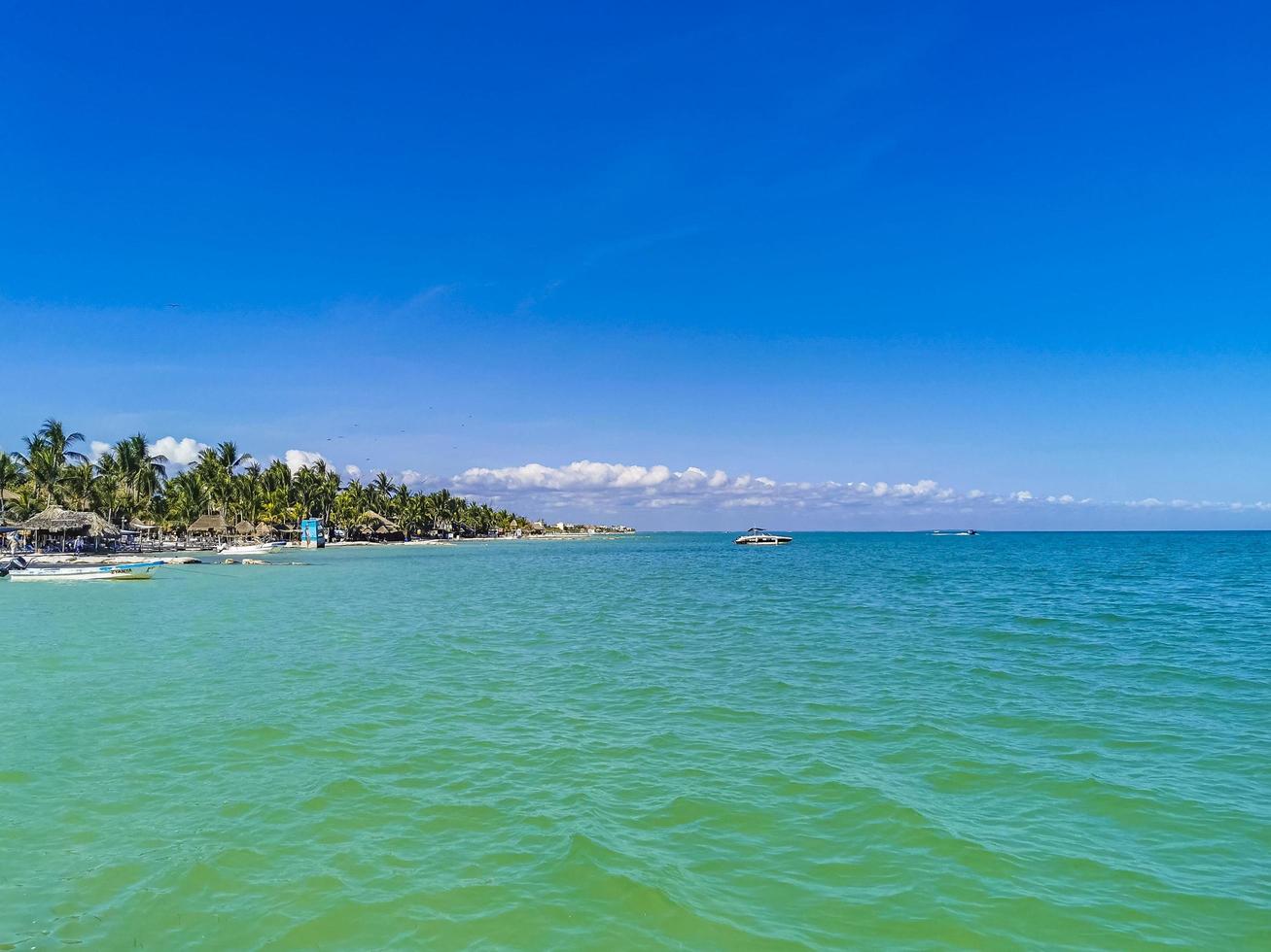 Holbox Quintana Roo Mexico 2022 Beautiful Holbox island beach sandbank panorama turquoise water people Mexico. photo