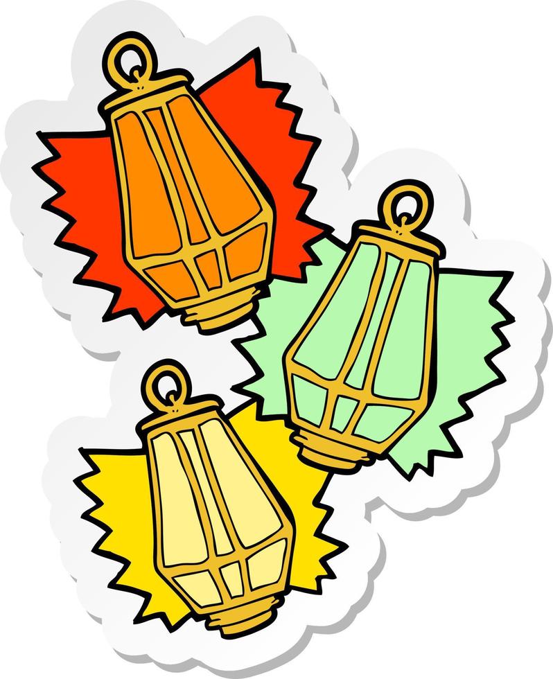 sticker of a cartoon christmas lanterns vector