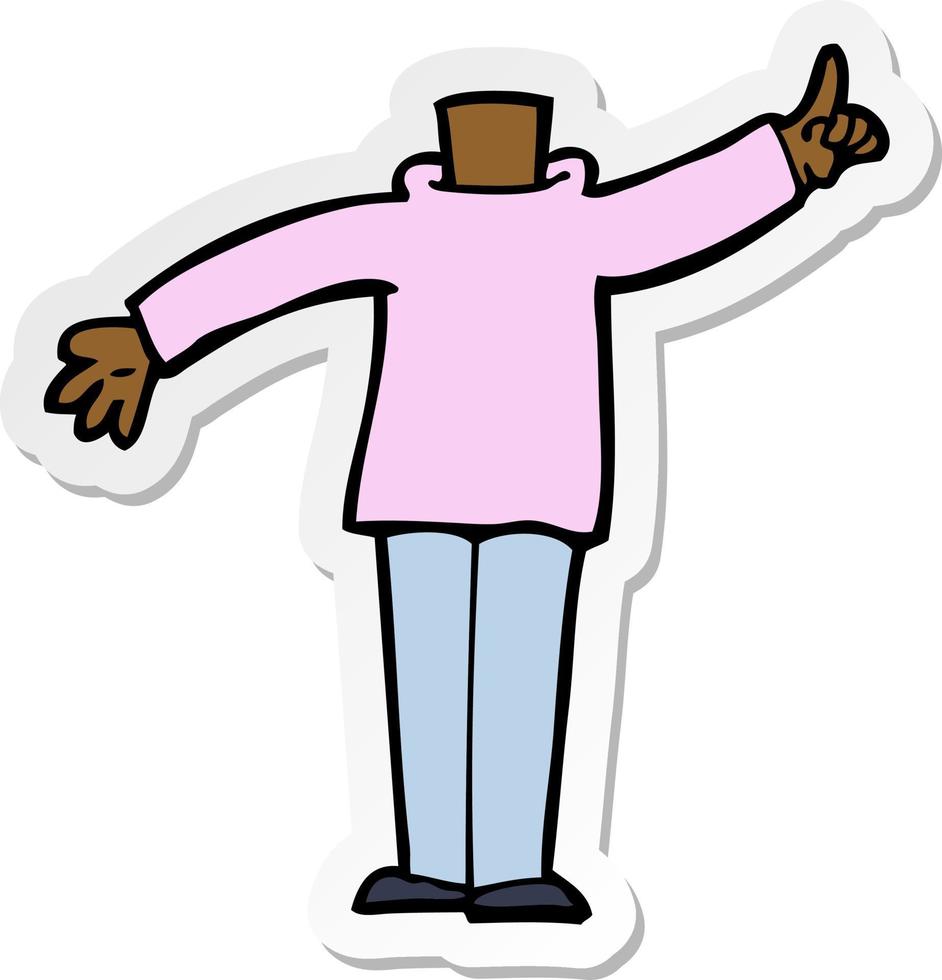 sticker of a cartoon body with raised hand vector