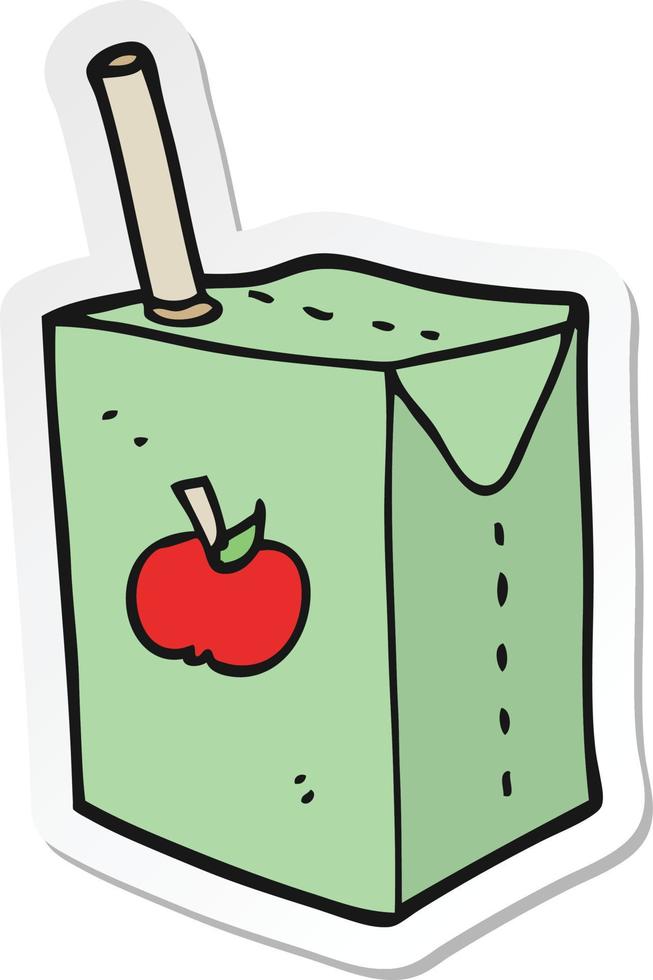 pegatina de una caja de jugo de manzana de dibujos animados vector