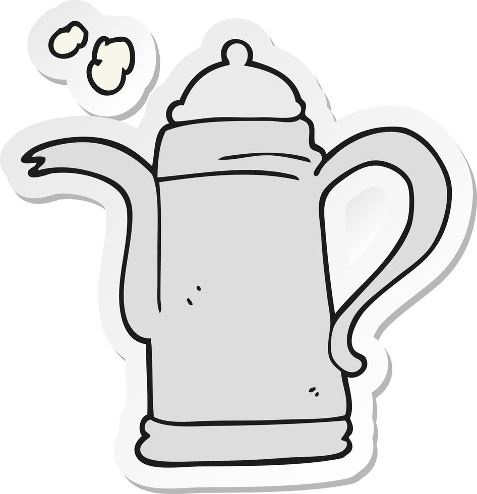 sticker of a cartoon coffee kettle vector