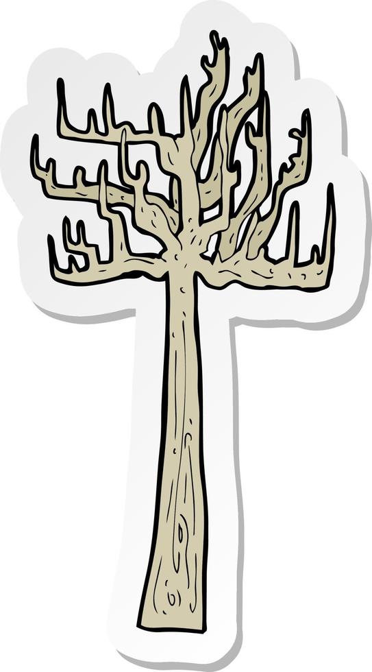 pegatina de una vieja caricatura de árbol desnudo vector