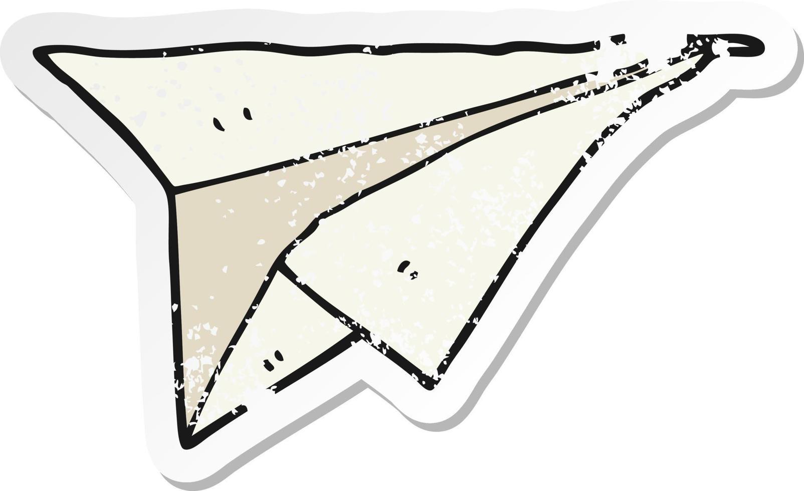 distressed sticker of a cartoon paper airplane vector