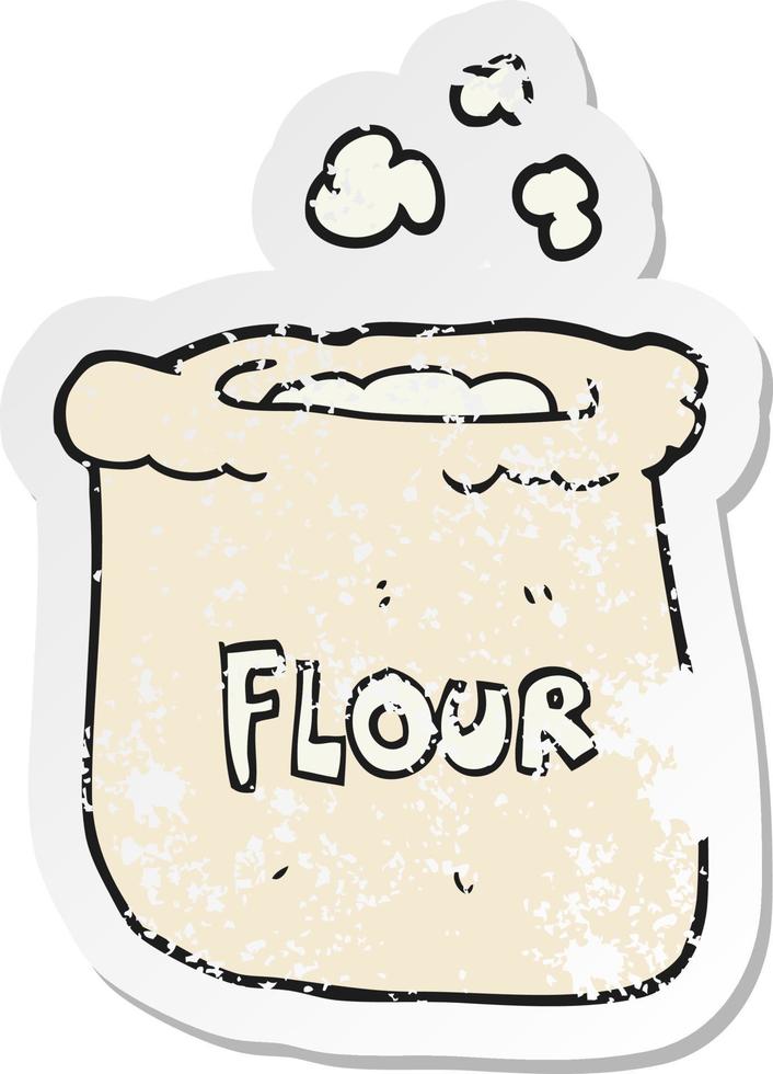 retro distressed sticker of a cartoon bag of flour vector