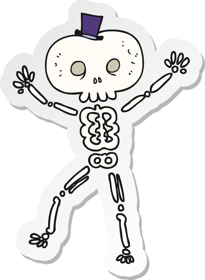 sticker of a cartoon dancing skeleton vector