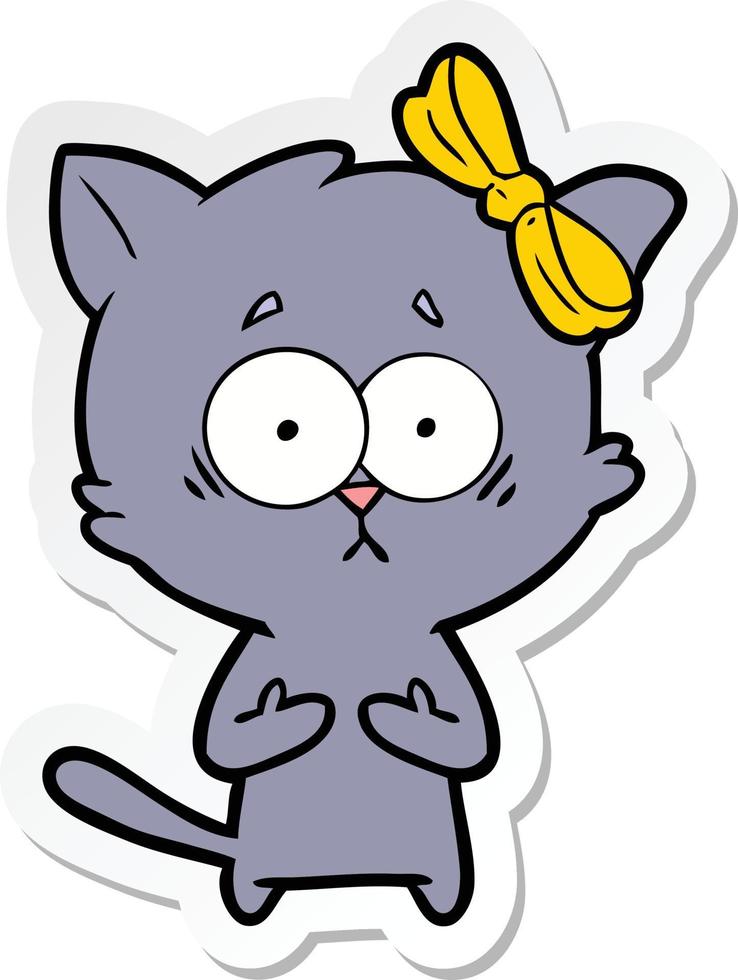 sticker of a cartoon cat vector