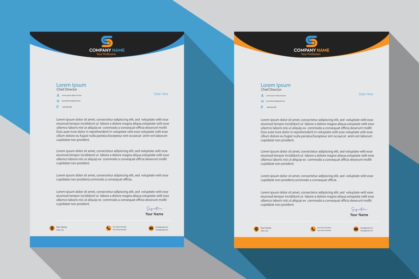 Simple business letterhead design letterhead bundle design vector