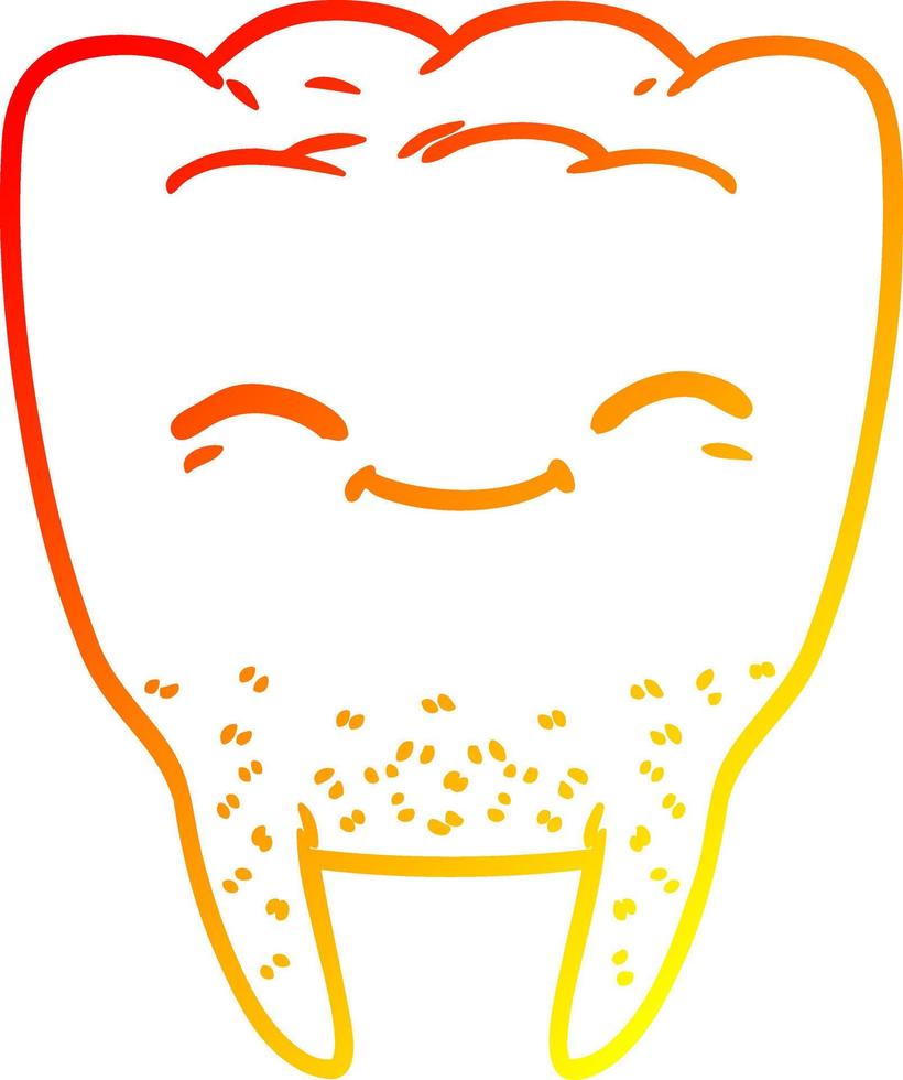 warm gradient line drawing cartoon tooth vector