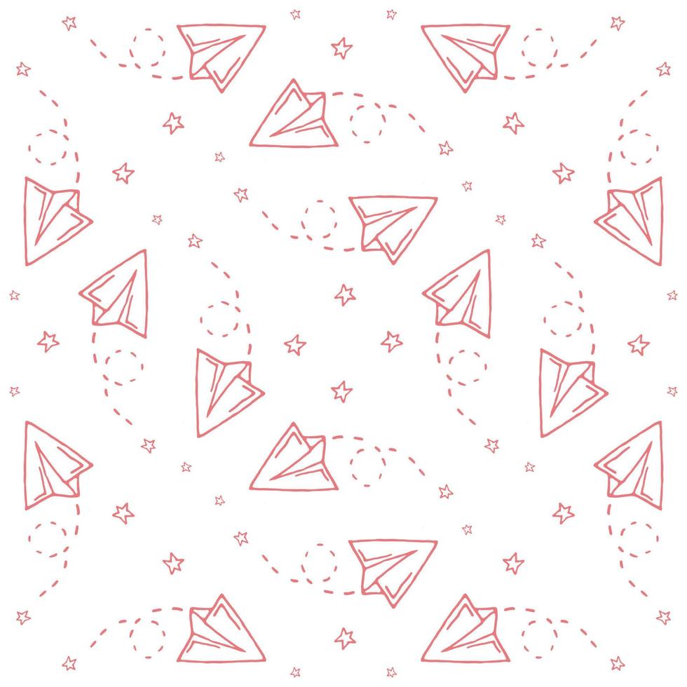 Seamless pattern with vector paper airplane.