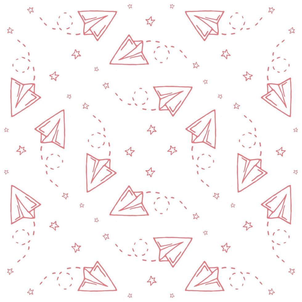 Seamless pattern with vector paper airplane.