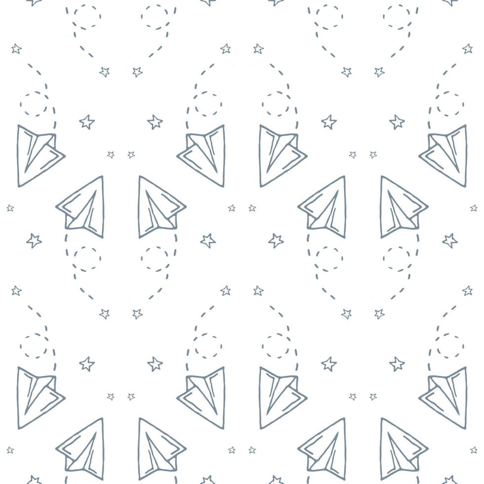 Seamless pattern with vector paper airplane.