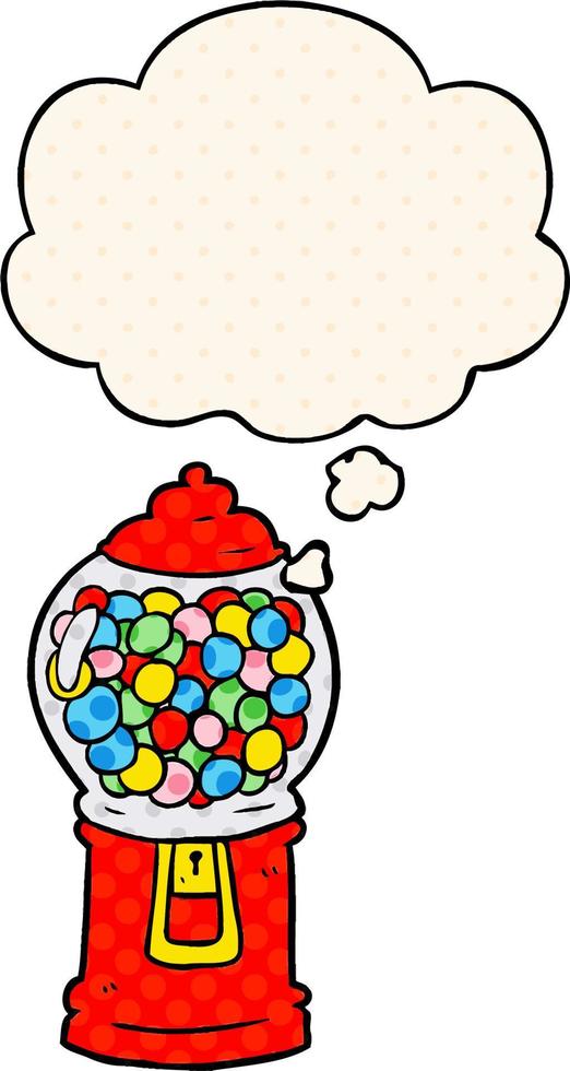 cartoon gumball machine and thought bubble in comic book style vector