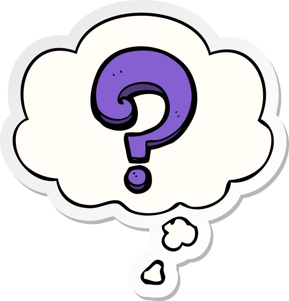 cartoon question mark and thought bubble as a printed sticker vector